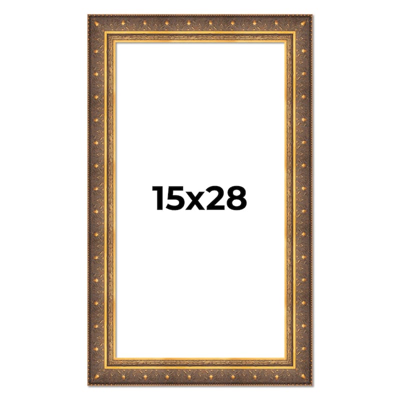 15x28 Frame Vintage Gold Solid Wood Picture Frame | 2.5 Inch Moulding