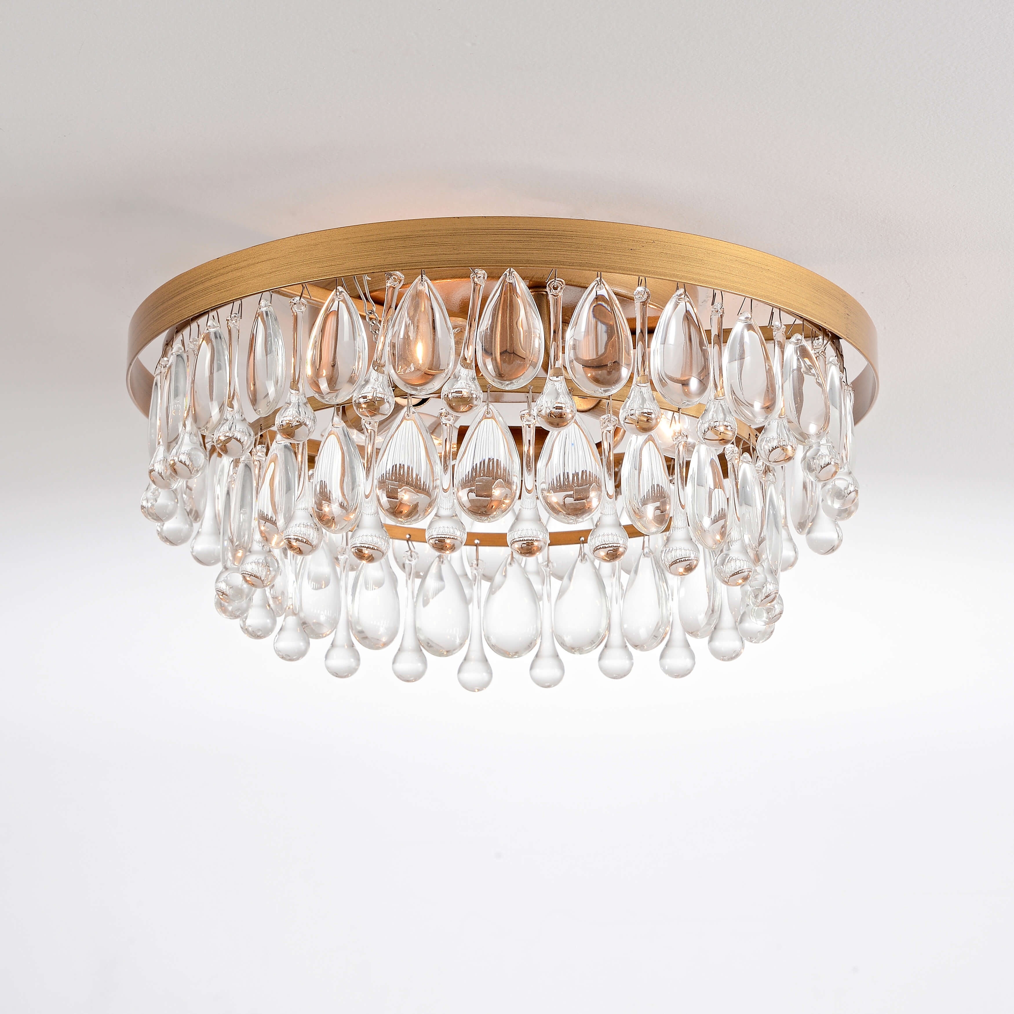 Viviana Black 3-light Flush Mount with Crystal Glass Teardrops