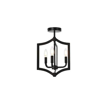 Elegant Lighting LD7067F12 Kiera 3 Light 12" Wide Semi-Flush Ceiling