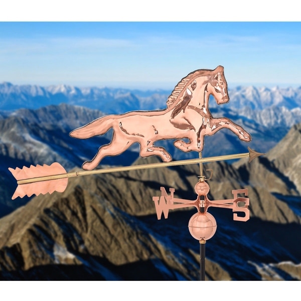 Gymax Full-Size Outdoor Horse Weathervane Polished Copper Roof Mounted - Polished Copper