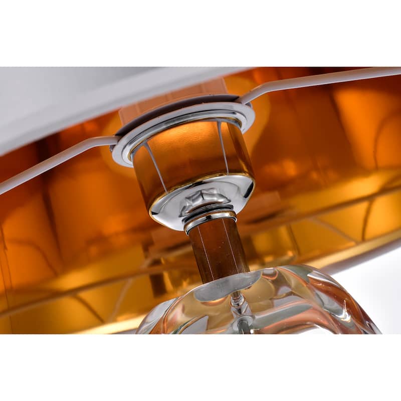Keagan Chrome+Clear Crystal Base 1-Light Plastic Cone Shade Table Lamp