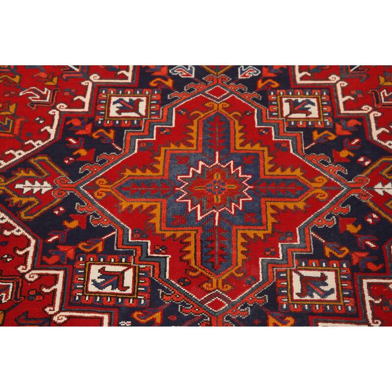 Hand Knotted Oriental 100% Wool Carpet Traditional Medallion Red Heriz Area Rug - 10' 10'' X 7' 8''