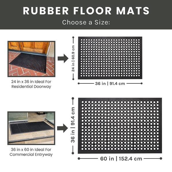 OrangeStar 4-Pack Anti-Fatigue Rubber Mats - 24x36 Inch Commercial Kitchen Floor Mats With Drainage Holes