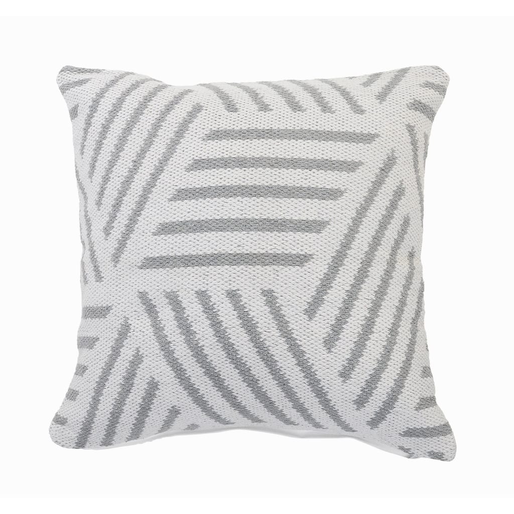 HomeRoots 20" X 20" Gray And White 100% Cotton Geometric Zippered Pillow