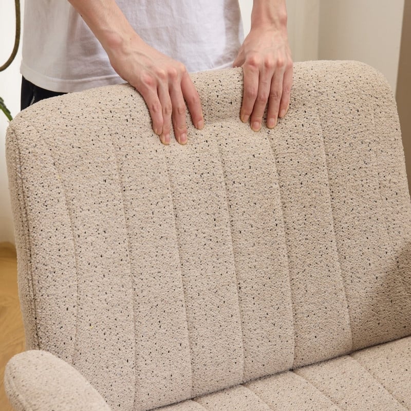 Speckled Chenille Swivel Chair With Flip-Up Arms For Cross-Legged