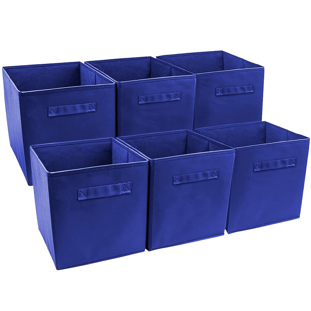 Foldable Storage Cube Basket Bin 6 Pack Royal Blue