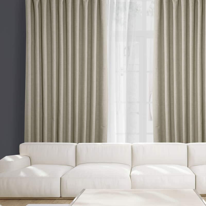 Exclusive Fabrics Faux Linen Extra Wide Room Darkening Curtains Panel - Versatile Privacy Drapery for Wide Windows (1 Panel)