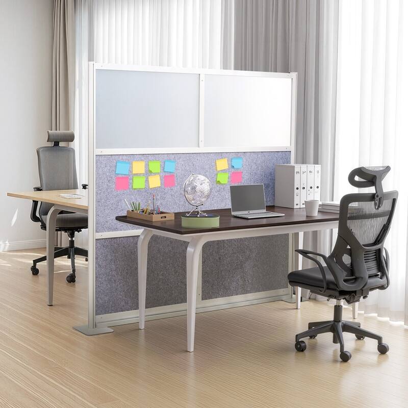 Office Divider Privacy Panel 70"x70" with Frosted Windows - 70 x 11.8 x 70 in