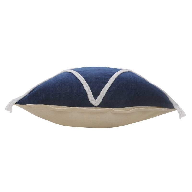 Sevita Coastal Geometric Braided and Tasseled Throw Pillow