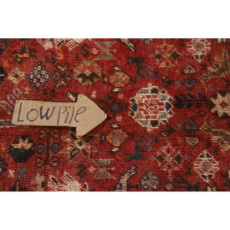 Hand Knotted Oriental 100% Wool Carpet Traditional Medallion Red Shiraz Area Rug - 9' 10'' X 6' 11''
