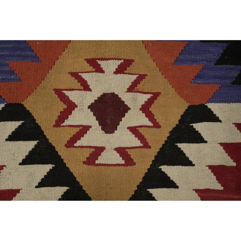 Hand Woven Oriental 100% Wool Carpet Southwestern Modern Multi-Colored Kilim Area Rug - 11' 9'' X 5' 0''