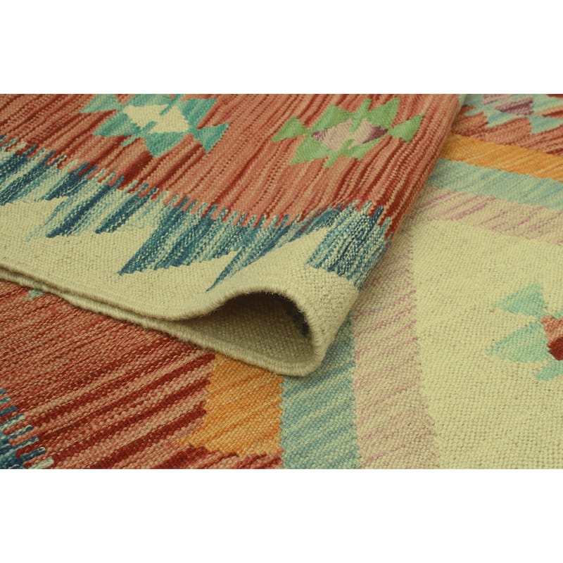 Hand-Woven Winchester Kilim Adam Rust/Navy Runner - 2'8" x 9'10"
