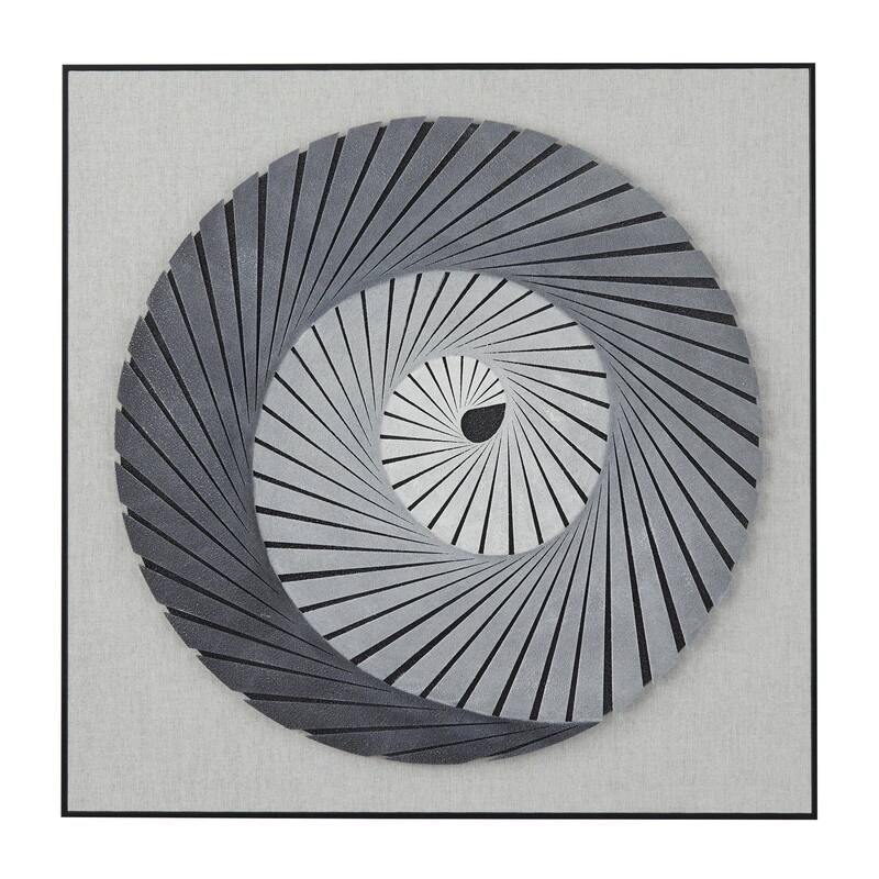 Wood Geometric 3D Spiral Shadow Box with Black Frame - Gray - Roche River Decor
