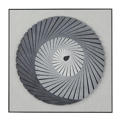 Wood Geometric 3D Spiral Shadow Box with Black Frame - Gray - Roche River Decor