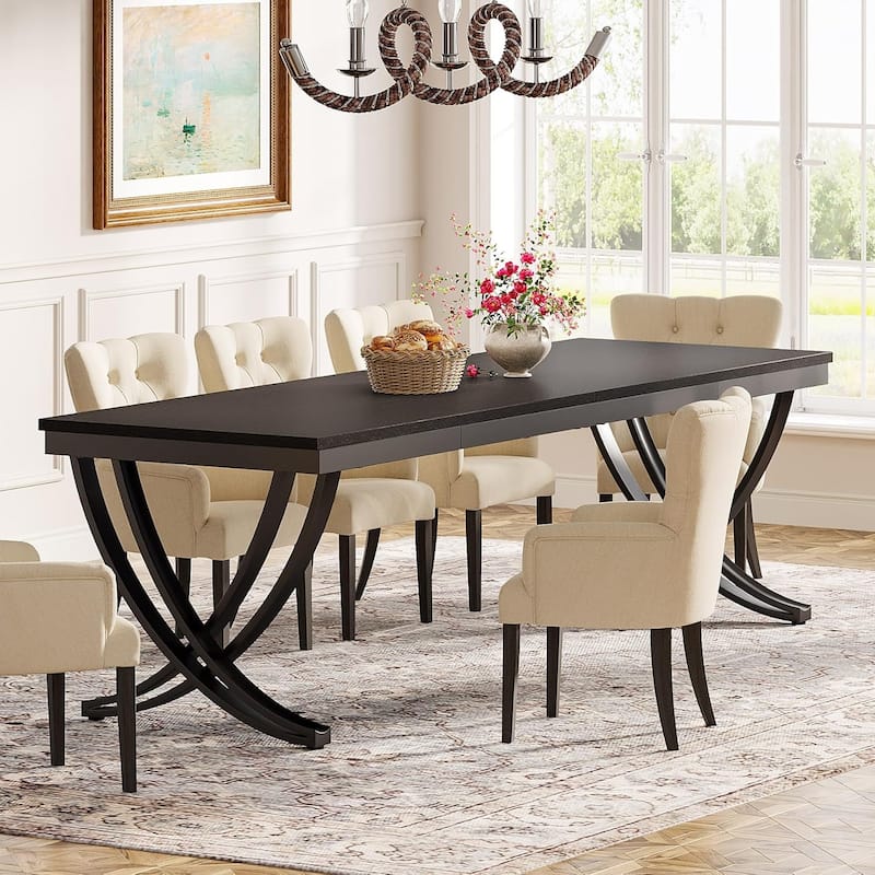 78" Large Rectangular Dining Table, Farmhouse Solid Wood Top Kitchen Table for Dining/Living Room