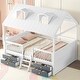 preview thumbnail 3 of 10, White Full Size Wood House Bed with Fence & Roof