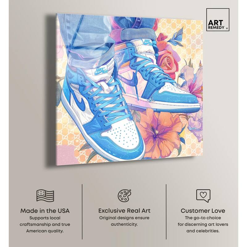 Sneakers in Bloom Acrylic by Art Remedy, Ready to Hang