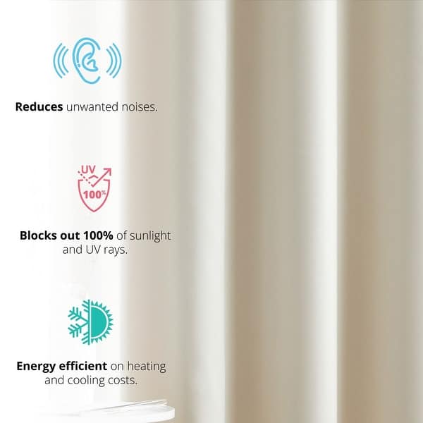 HLC.me Laurance 100% Blackout Curtains - Thermal Insulation Energy Efficient Grommet Window Curtains, Set of 2