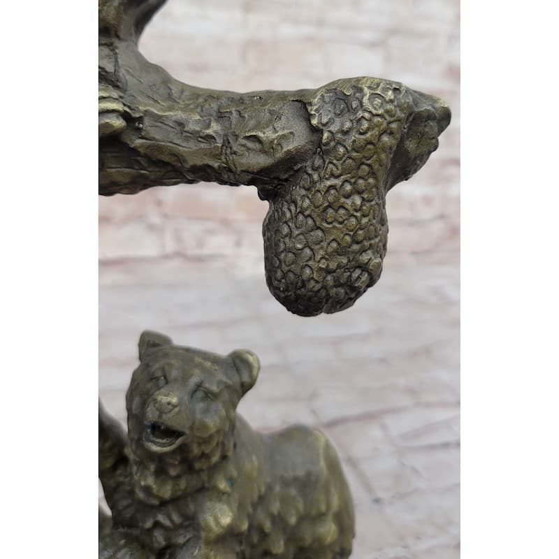 Bear Family Looking For Honey Bronze Statue Sculpture Art Decor Marble Base