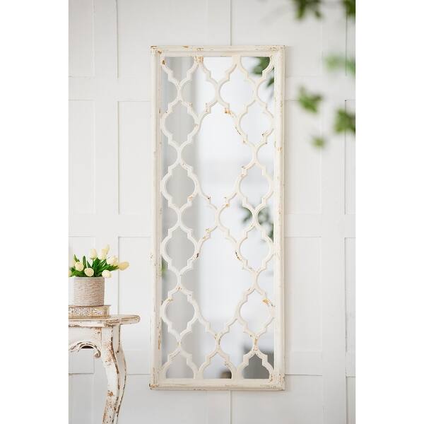 Elegant White Distressed Floor Mirror for Bathroom Bedroom Living Room