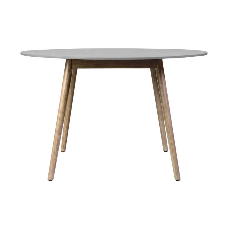 Kilo Dining Table, Brown Wood Legs, 47 Inch Round Gray Superstone Top - Brown, Gray