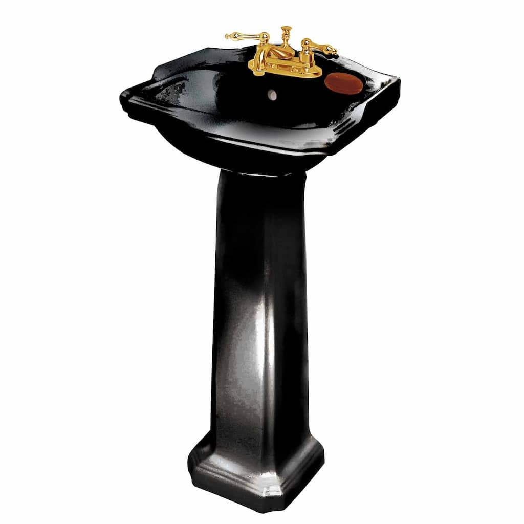 Black Pedestal Sink Vitreous China Space-saving 19" Bathroom Sink Renovators Supply