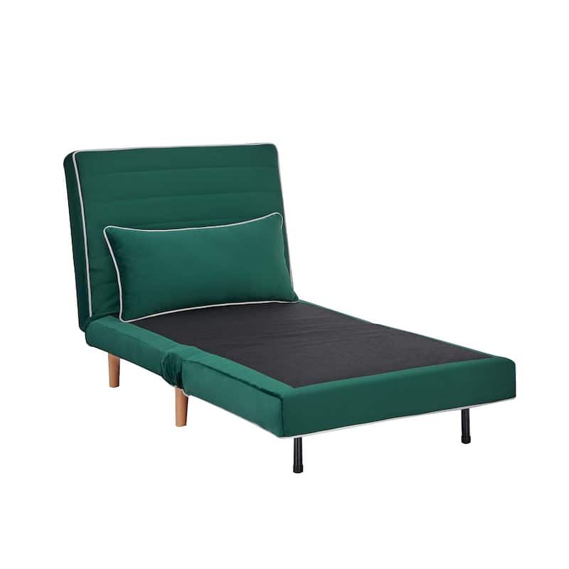 2-Piece Velvet Foldable Sleeper Sofa Chair, Sofa Bed with 3-Position Adjustable Backrest, Quick 10-Second Conversion