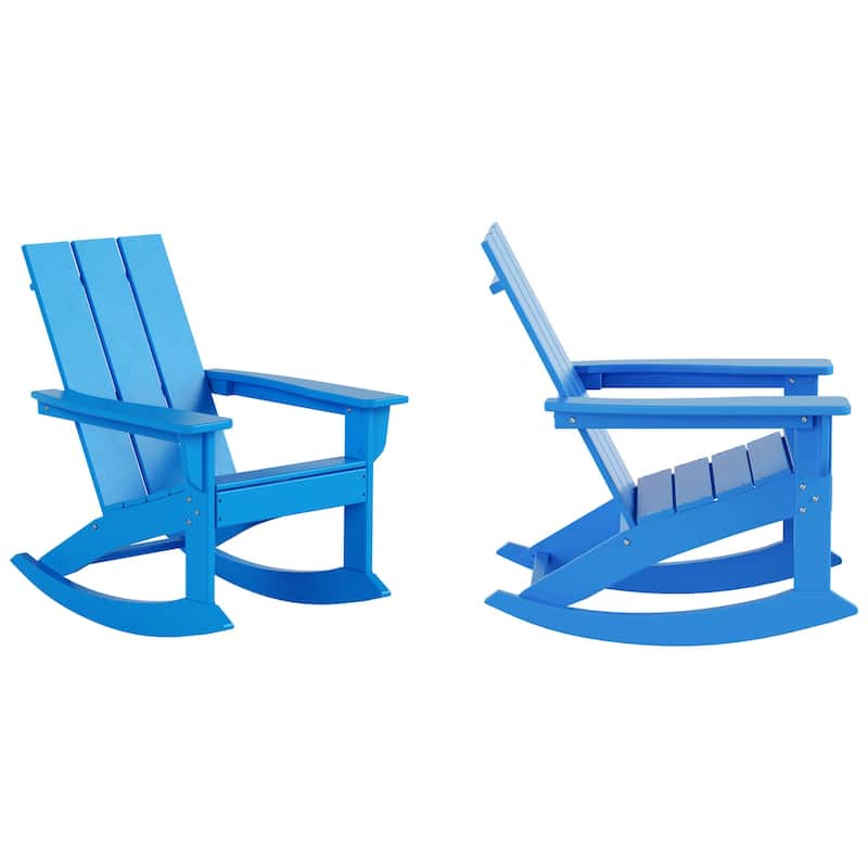 Shoreside Modern Eco-Friendly All Weather Poly Adirondack Rocking Chairs (Set of 2)