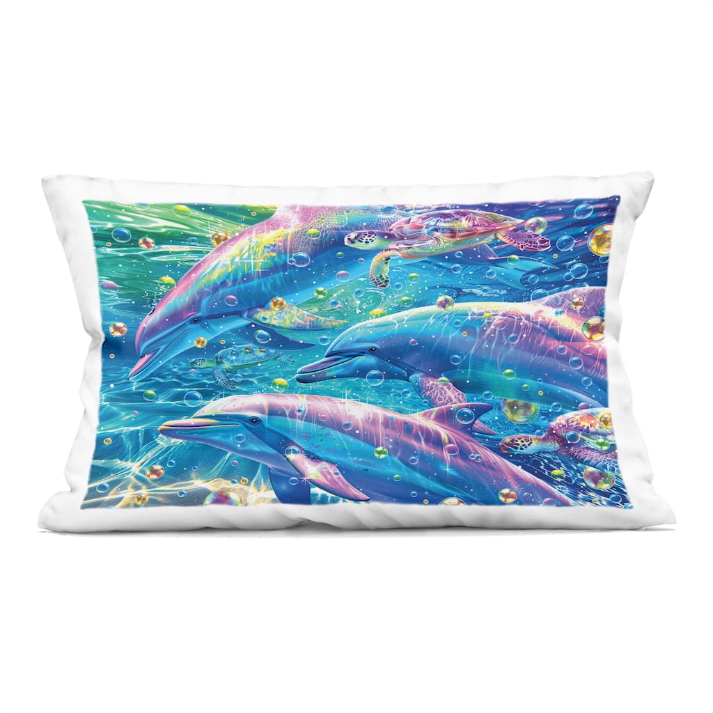 Stupell Chromatic Dolphins Trio Decorative Printed Throw Pillow Design by Michael Ward