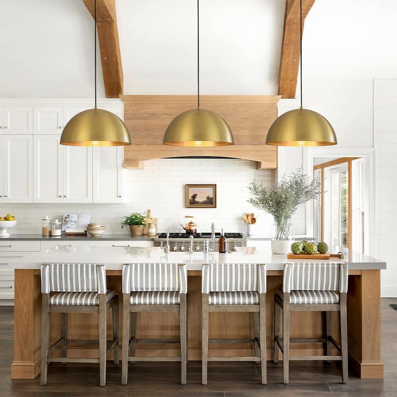 Mid-century 1-Light Metal Dome Single Pendant