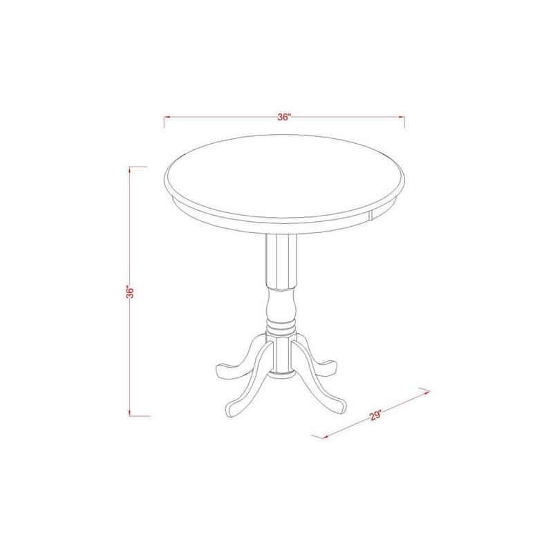 East West Furniture 3 Piece Counter Set- a Round Dining Table and 2 Kitchen Chairs, Mahogany (Seat Options)