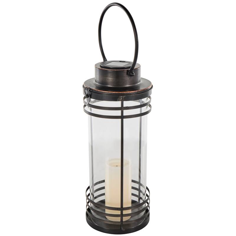 Metal Candle Lantern with Round Circle Lines - Black - Roche River Decor - Black