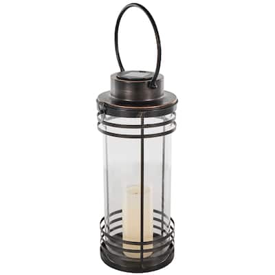 Metal Candle Lantern with Round Circle Lines - Black - Roche River Decor