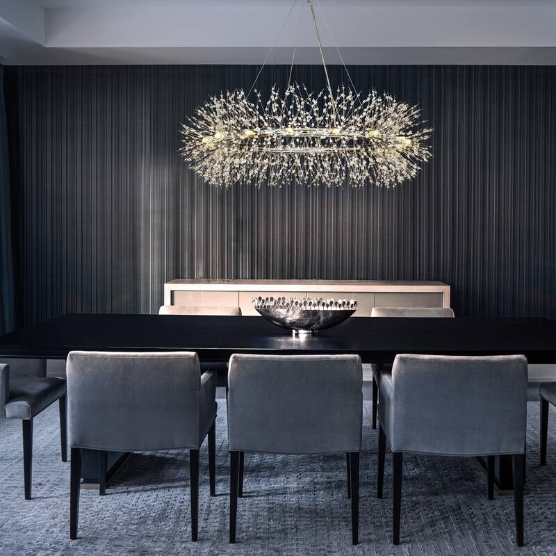 Modern Firework Crystal Chandelier for Dining Room and Living Room Bulb Included