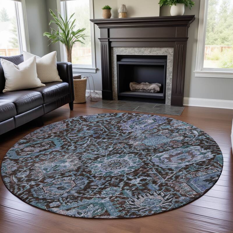 Premium Washable Super Soft Vintage Farmhouse Mayfield Rug - Chocolate - 8' x 8'