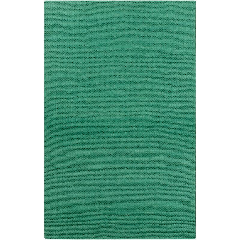 Hand Woven Yale Contemporary Solid Braided New Zealand Wool Area Rug - Green - 5' x 8'