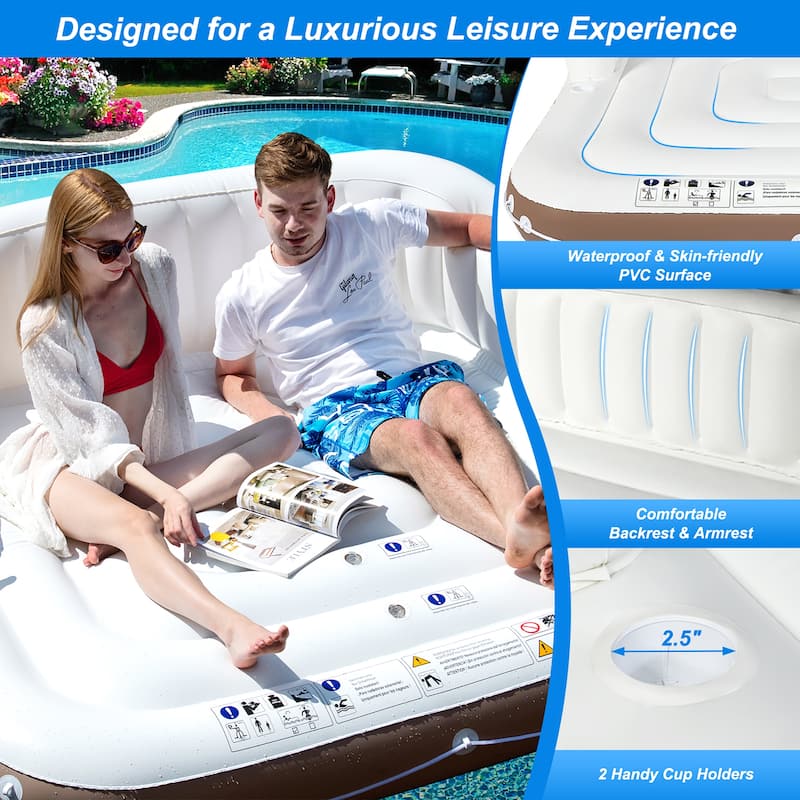 Costway Floating Island Inflatable Swimming Pool Float Lounge Raft