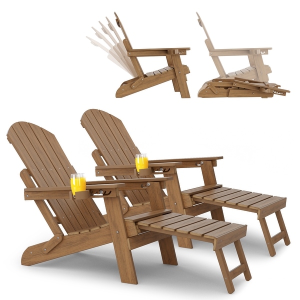 WINSOON Set of 2 HIPS Folding Adirondack Chair with Adjustable