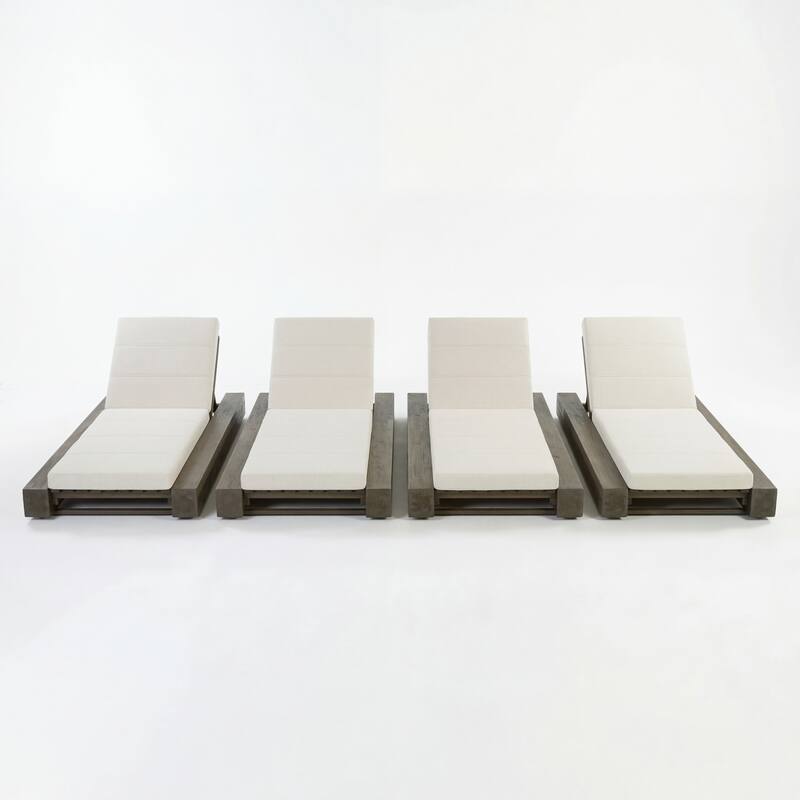 Christopher Knight Home - Amedea Outdoor Acacia Wood Chaise Lounge with Adjustable Backrest & Water-Resistant Cushion