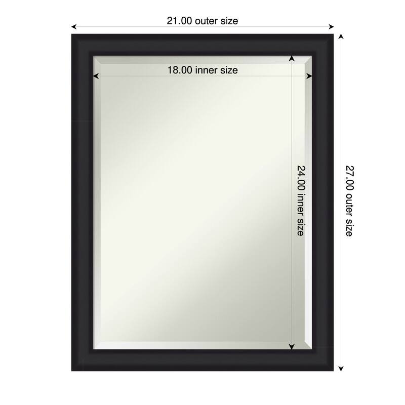 Oliver Narrow Beveled Wood Framed Wall Mirror - 21 x 27 in - Oliver Black Narrow