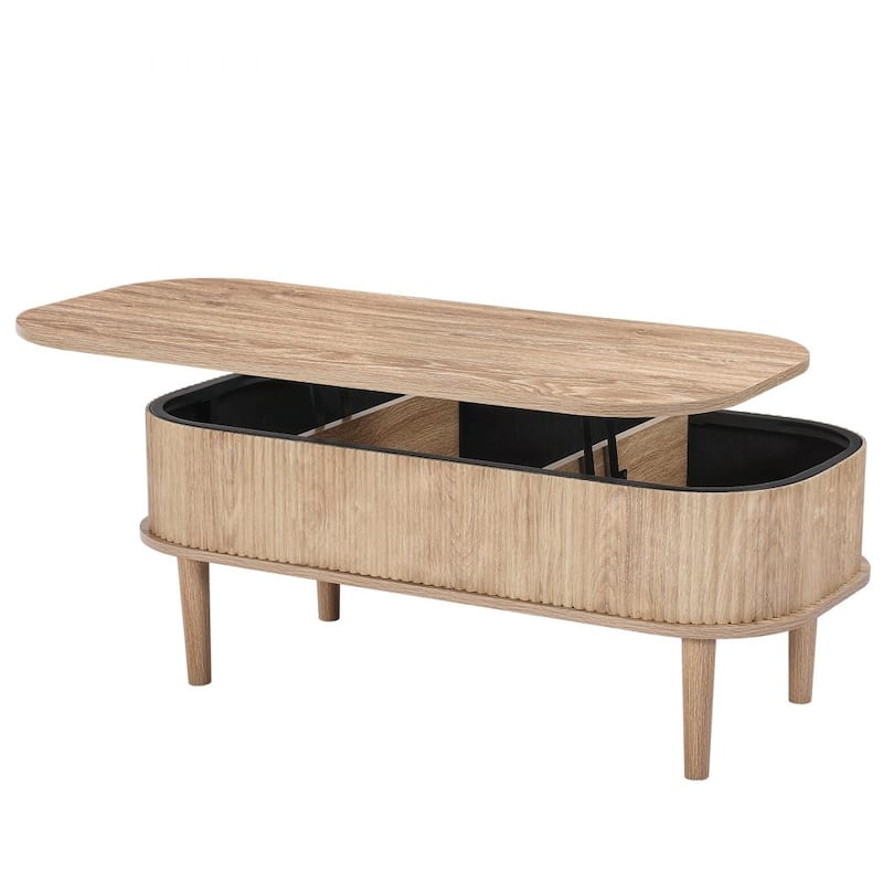 Mid-Century Lift-Top Coffee Table with Storage Compartments - 39.4 x 19 x 16 in