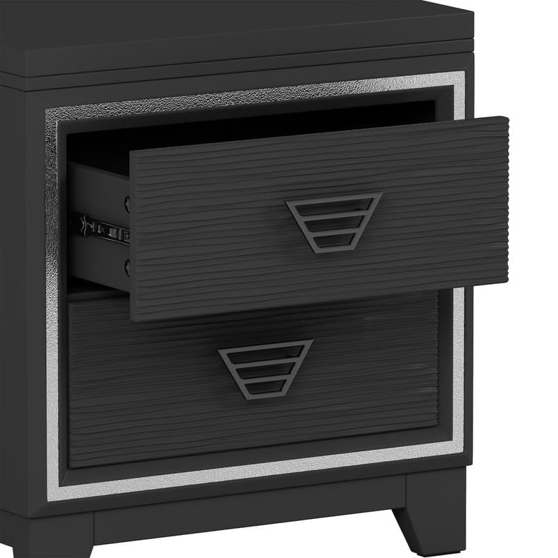 Elegant 2-Drawer Nightstand with Metal Handle and Sparkling Shiny Decoration, Modern Bedside Table End Table for Bedroom
