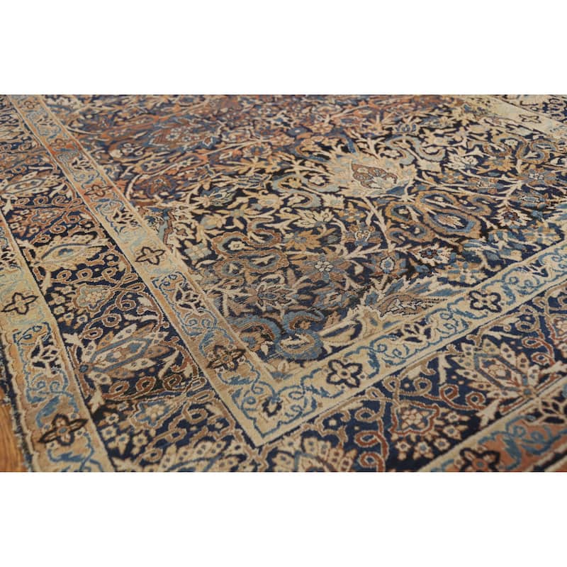 Hand Knotted Oriental 100% Wool Carpet Traditional All-Over Navy Blue & Blues Kerman Area Rug - 7' 0'' X 4' 7''