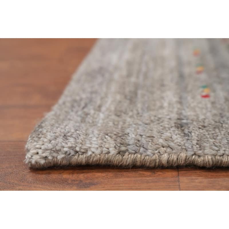 Hand Knotted Oriental Viscose Silk Carpet Tribal Animal Pictorial Greys & Charcoal Gabbeh Area Rug - 11' 8'' X 4' 11''