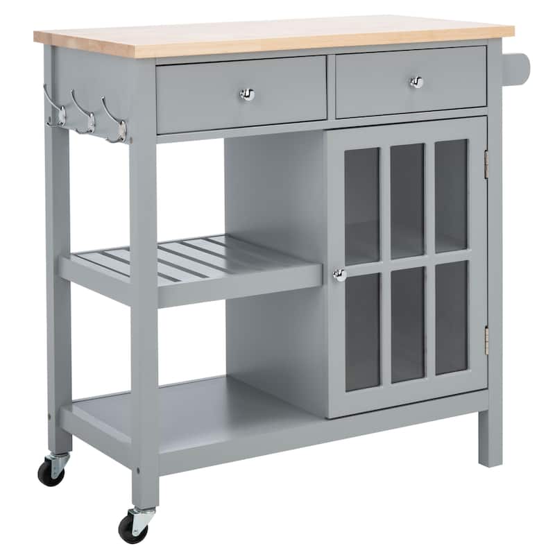 SAFAVIEH Fawn 1-Door 2-Drawer 2-Shelf Kitchen Cart - 33.5" W x 16.9" L x 35" H - 33Wx17Dx35H