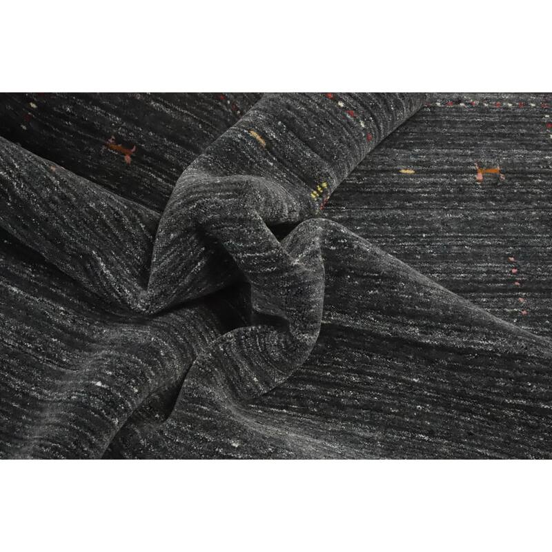 Hand Knotted Oriental 100% Wool Carpet Tribal Animal Pictorial Greys & Charcoal Gabbeh Area Rug - 7' 6'' X 5' 3''