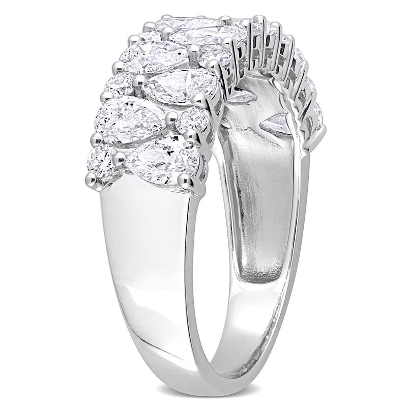 Miadora 2ct TDW Pear and Round Diamond Semi-Eternity Ring in 14k White Gold