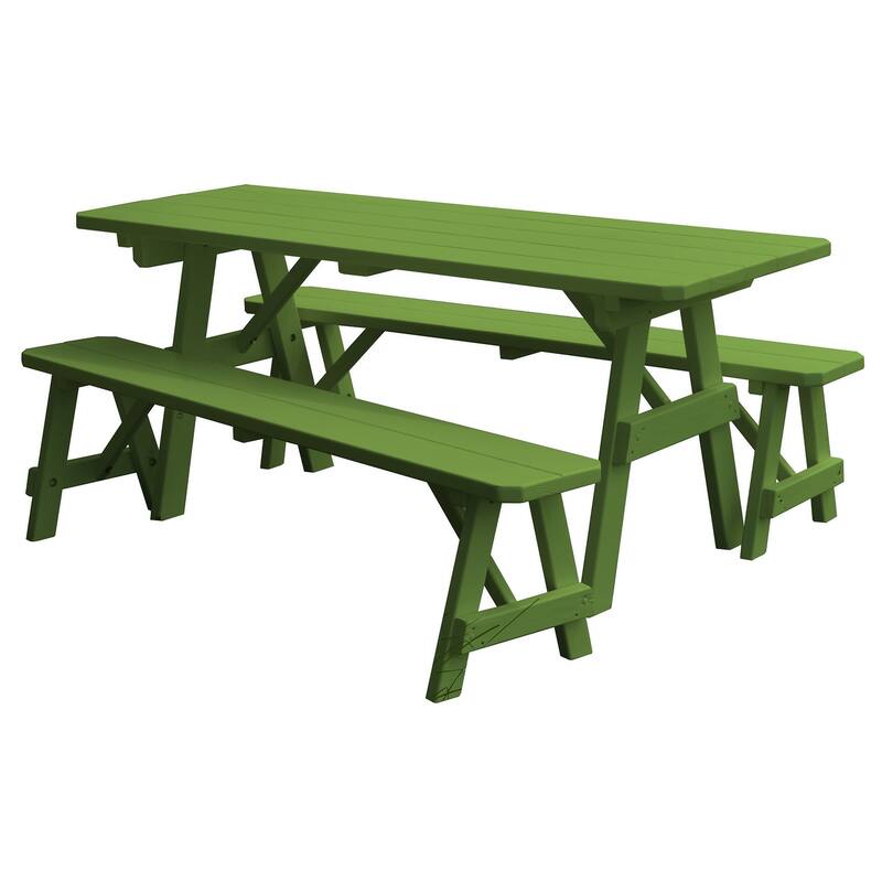 Pine 6' Traditional Picnic Table with 2 Benches - Lime Green