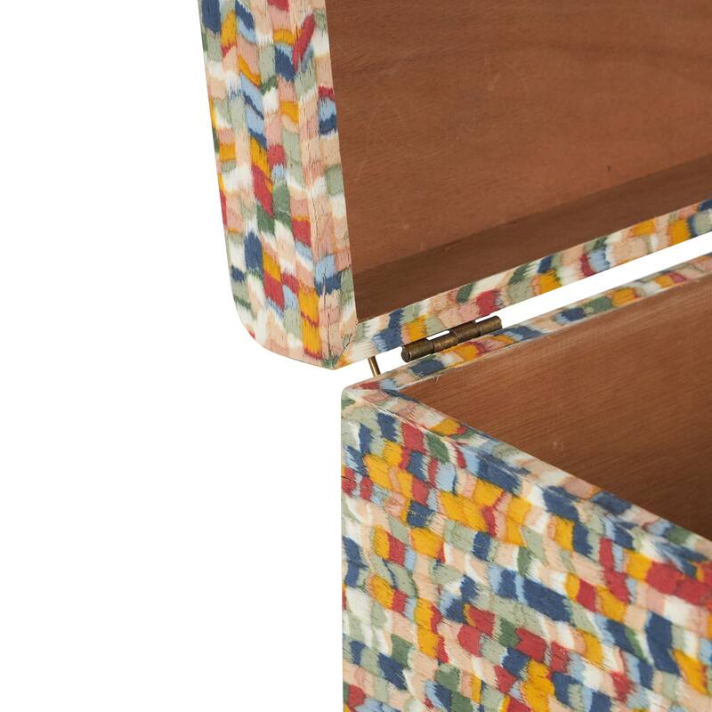 Multi Colored or Gray Wood Handmade Storage Decorative Box with Bronze Latches (Set of 2)