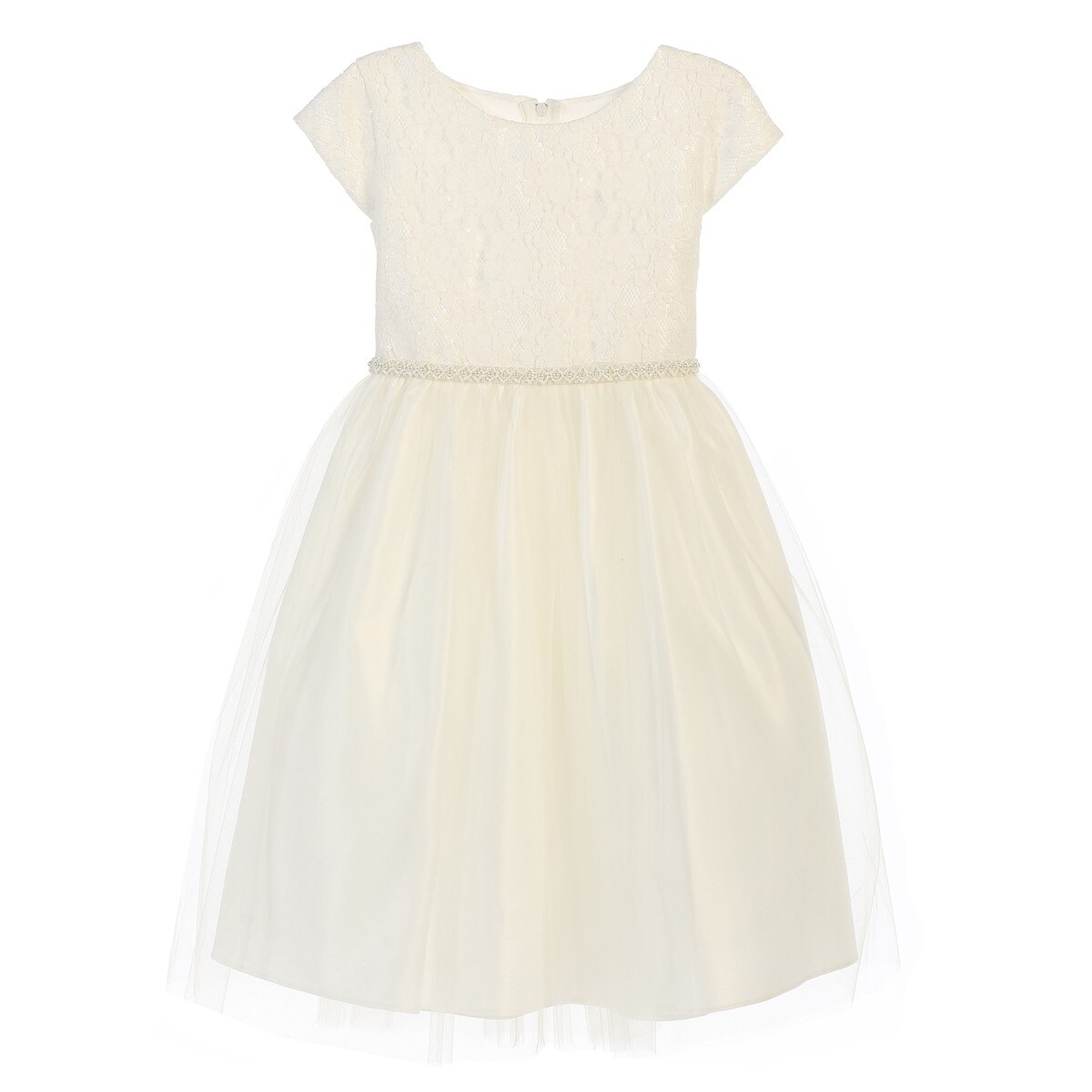 Shop Little Girls Off White Lace Sequin Tulle Flower Girl Dress 2t